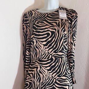 New Chelsea28 Nordstrom Dress Size S Animal Print Brown Black MSRP $149 Tags